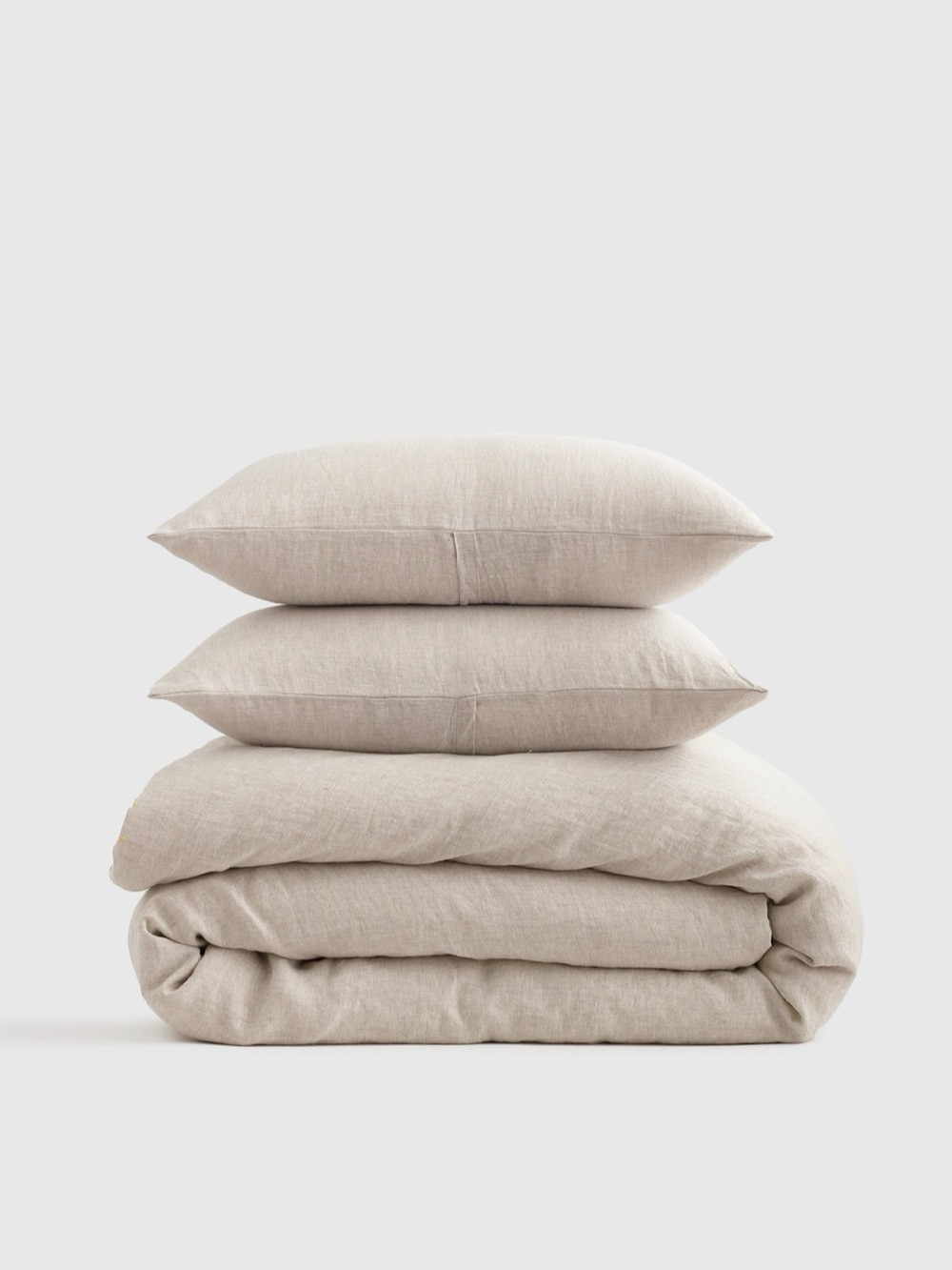 Quince European Linen Chambray Duvet Cover Set, Full/Queen in Natural Chambray
